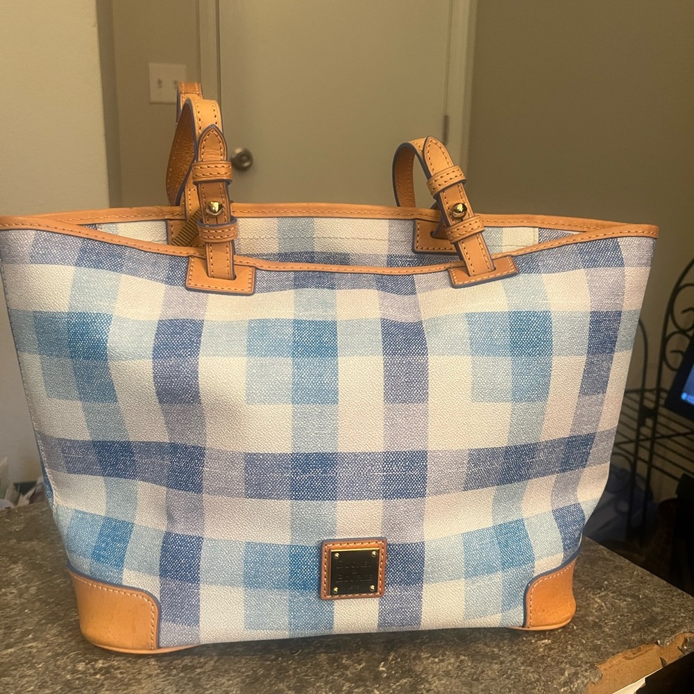 Dooney & Bourke Blue Checkered Tote Bag